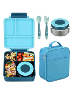 Juego de Almuerzo Bento Howeemo Azul con Termo 227g 4 Compartimentos