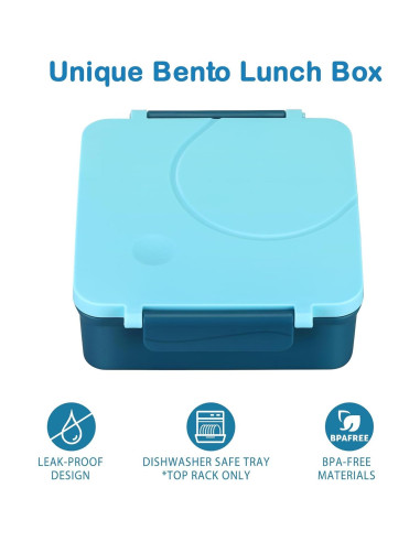 Juego de Almuerzo Bento Howeemo Azul con Termo 227g 4 Compartimentos