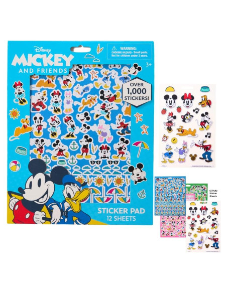 Set de Pegatinas Disney Mickey Mouse 12 Hojas + 1000 Stickers