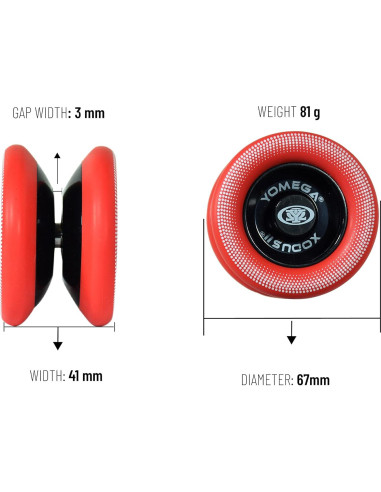 Yoyo Yomega Xodus II - Profesional Negro Rojo 76-86g