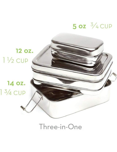 Caja Bento Ecolunchbox Acero Inoxidable 3 Niveles 0.95L