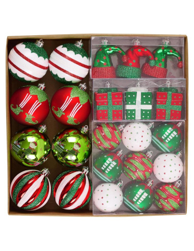 DecorbyHannah Juego de 60 Adornos Navideños Temáticos