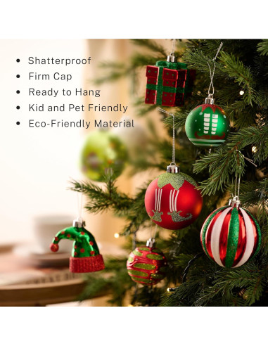 DecorbyHannah Juego de 60 Adornos Navideños Temáticos