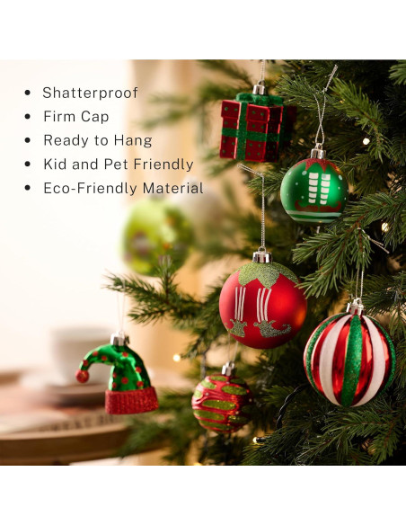 DecorbyHannah Juego de 60 Adornos Navideños Temáticos