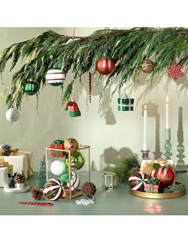 DecorbyHannah Juego de 60 Adornos Navideños Temáticos
