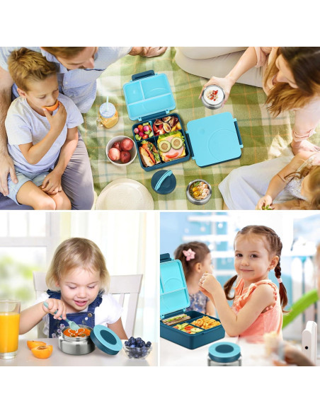 Juego de Almuerzo Bento Howeemo Azul con Termo 227g 4 Compartimentos
