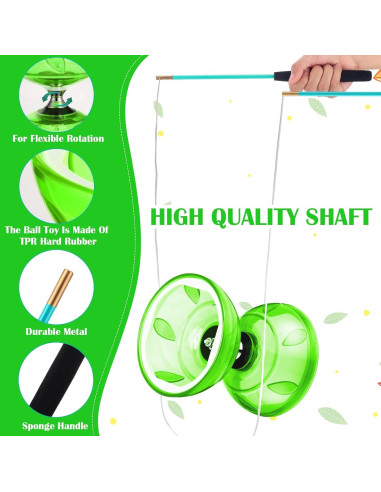 Juego de Diabolo Chino Simgoing Verde con Palos y Cuerda