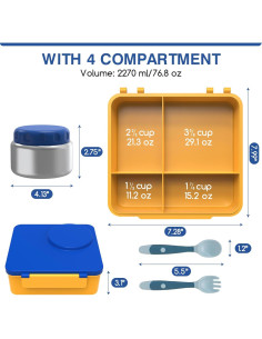 Caja Bento JoyYum Azul - Almuerzo Aislado 4 Compartimentos 2