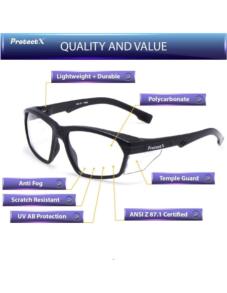 Gafas de Seguridad ProtectX Classic, Lentes Antivaho y UV