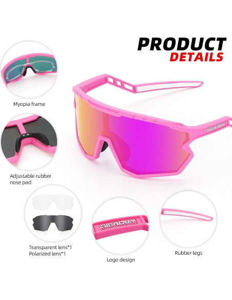 Gafas de sol deportivas GIEADUN con 3 lentes intercambiables