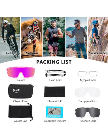 Gafas de sol deportivas GIEADUN con 3 lentes intercambiables