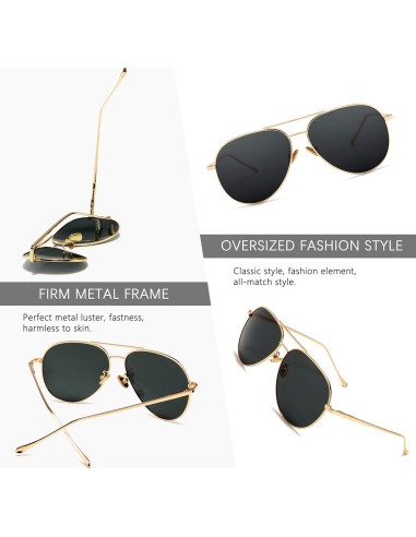 Gafas de sol aviador SUNGAIT - Lentes polarizados grandes