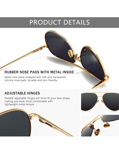 Gafas de sol aviador SUNGAIT - Lentes polarizados grandes