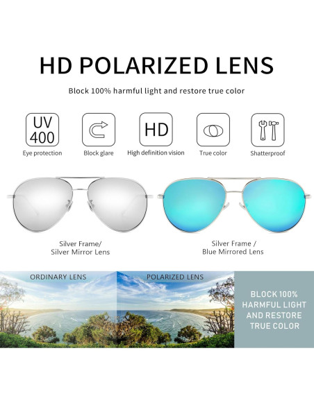 Gafas de sol aviador SUNGAIT - 2 pares polarizados para mujer