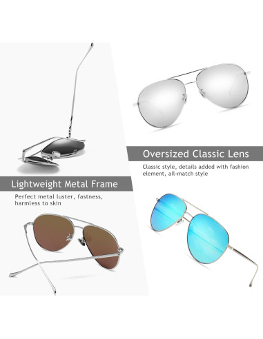 Gafas de sol aviador SUNGAIT - 2 pares polarizados para mujer