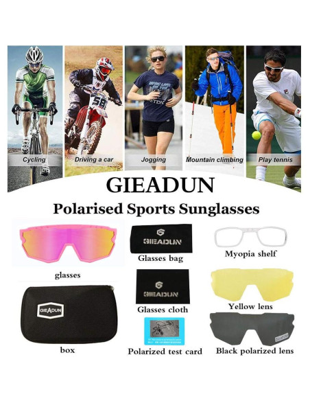 Gafas de sol deportivas GIEADUN con 3 lentes intercambiables