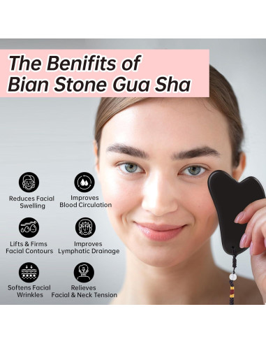 Set de Raspadores Gua Sha de Piedra Bian Olaemuo - Masaje Facial