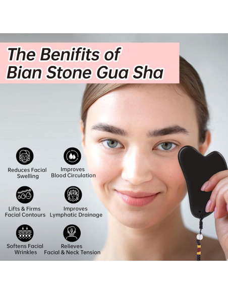 Set de Raspadores Gua Sha de Piedra Bian Olaemuo - Masaje Facial