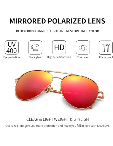 Gafas de sol oversized SUNGAIT - Lentes polarizados rojos