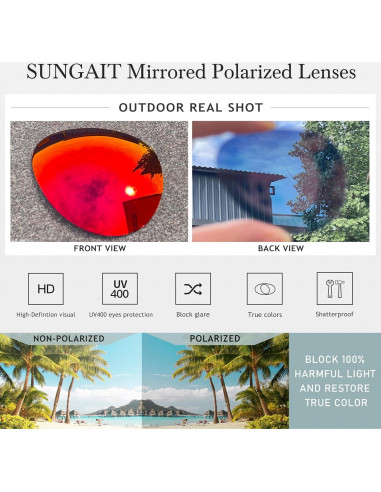 Gafas de sol oversized SUNGAIT - Lentes polarizados rojos