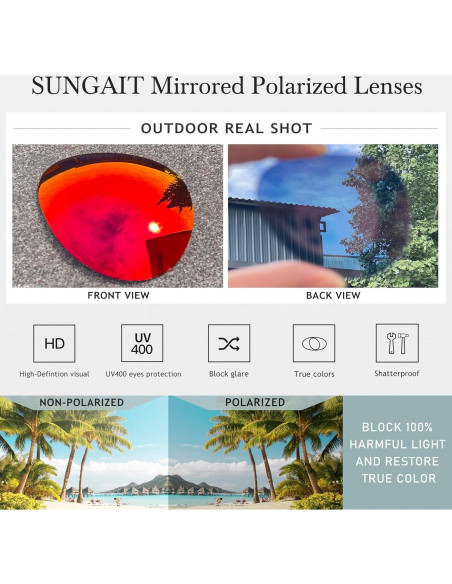 Gafas de sol oversized SUNGAIT - Lentes polarizados rojos