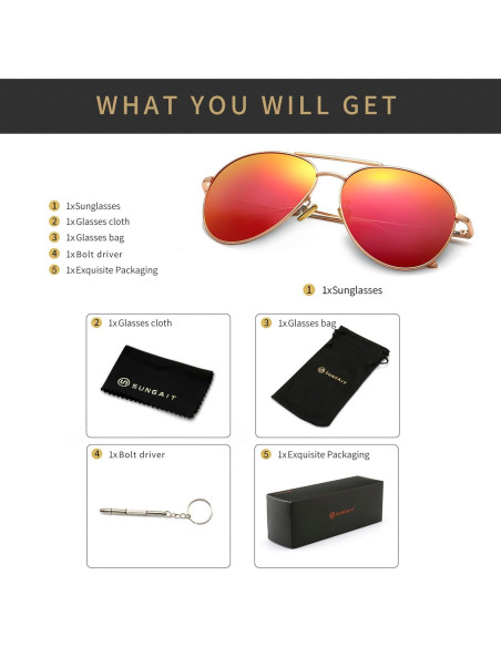 Gafas de sol oversized SUNGAIT - Lentes polarizados rojos