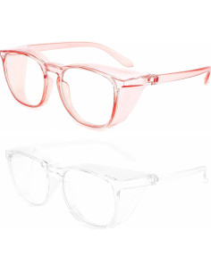 Gafas de seguridad Alsenor Anti Vaho UV Azul 2 Pzs Rosa+Transp 2
