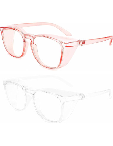 Gafas de seguridad Alsenor Anti Vaho UV Azul 2 Pzs Rosa+Transp