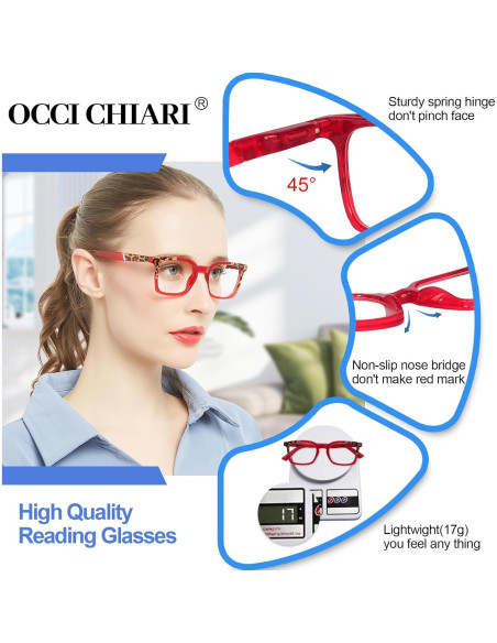 Gafas de Lectura OCCI CHIARI para Mujeres 1.75x Modernas