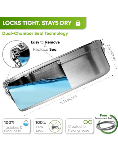 Caja de Almuerzo de Acero Inoxidable Blockhütte 1.4L 3 Compartimentos