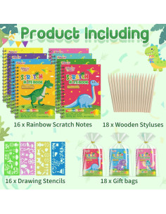 Cuadernos de Rascar Arcoíris FEREDO KIDS - 16 Dinosaurios 2