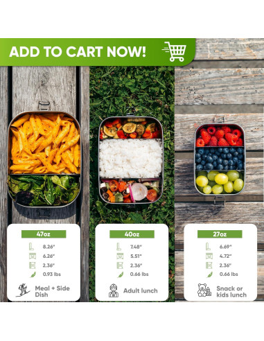 Caja de Almuerzo de Acero Inoxidable Blockhütte 1.4L 3 Compartimentos