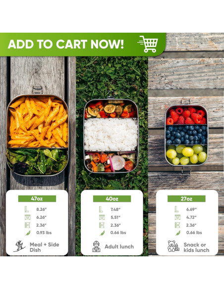 Caja de Almuerzo de Acero Inoxidable Blockhütte 1.4L 3 Compartimentos Caja de Almuerzo de Acero Inoxidable Blockhütte 1.4L 3 Compartimentos