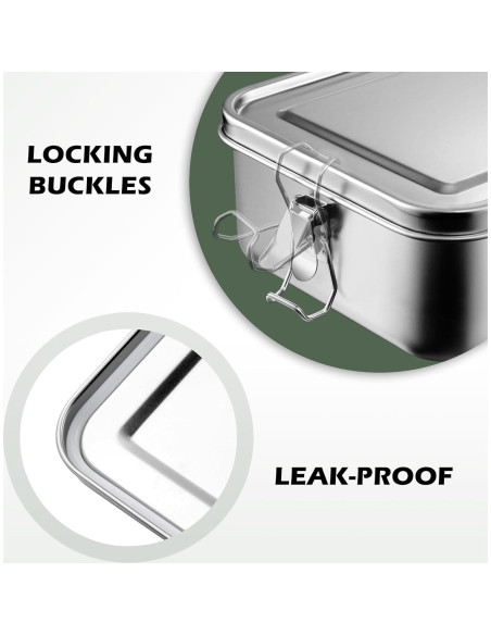 Caja de Almuerzo Leonyo 2400ml Acero Inoxidable 18/10