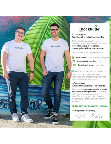 Caja de Almuerzo de Acero Inoxidable Blockhütte 1.4L 3 Compartimentos