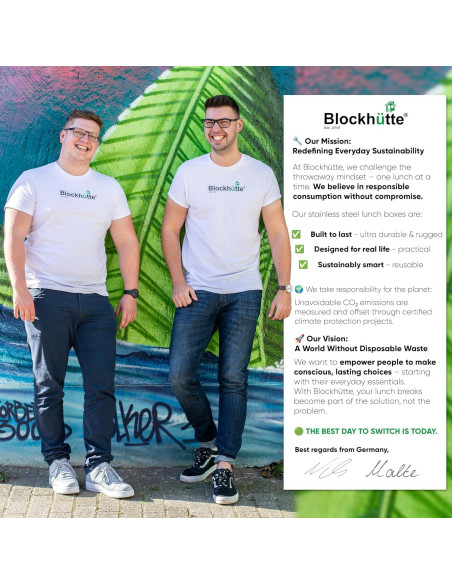 Caja de Almuerzo de Acero Inoxidable Blockhütte 1.4L 3 Compartimentos Caja de Almuerzo de Acero Inoxidable Blockhütte 1.4L 3 Compartimentos