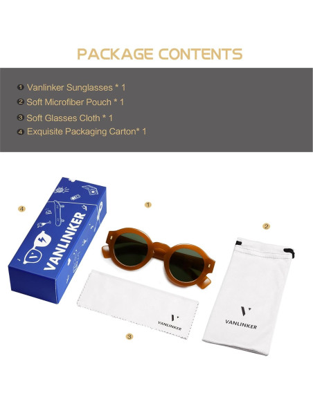 Gafas de sol polarizadas VANLINKER VL9743 unisex redondas