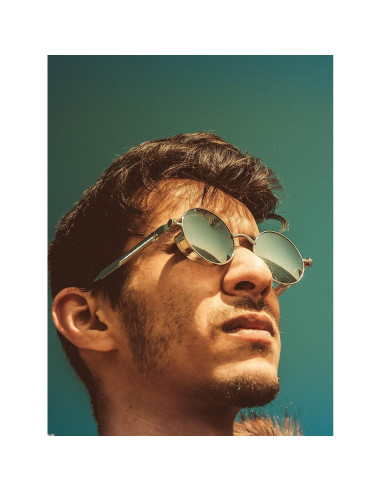 Gafas de sol redondas AIEYEZO Steampunk UV 100% Plata