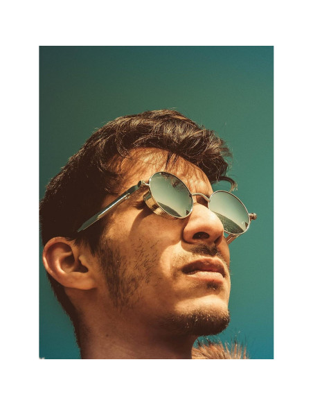 Gafas de sol redondas AIEYEZO Steampunk UV 100% Plata