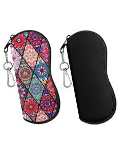 Funda para Gafas MoKo Neopreno Negro y Mandala Romboide