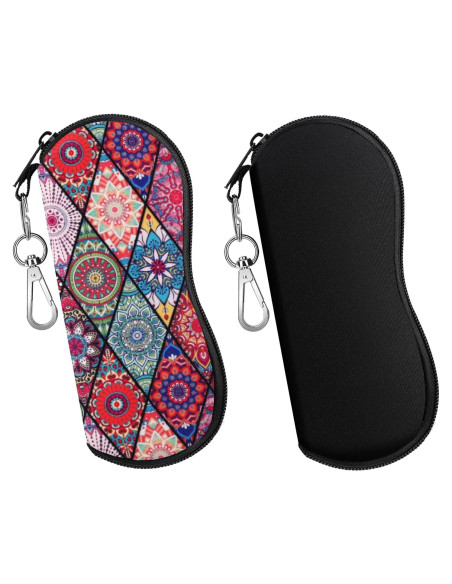 Funda para Gafas MoKo Neopreno Negro y Mandala Romboide