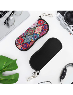 Funda para Gafas MoKo Neopreno Negro y Mandala Romboide 2