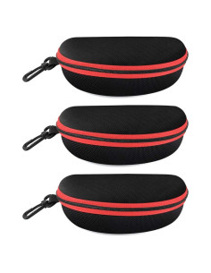 Estuche para Gafas de Sol 3 Piezas EVA con Cremallera Roja