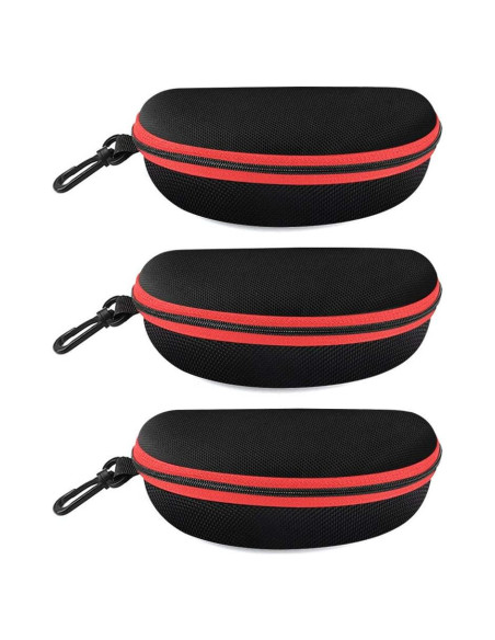 Estuche para Gafas de Sol 3 Piezas EVA con Cremallera Roja