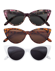 3 Gafas de Sol Gato OWL Retro UV400 para Mujeres