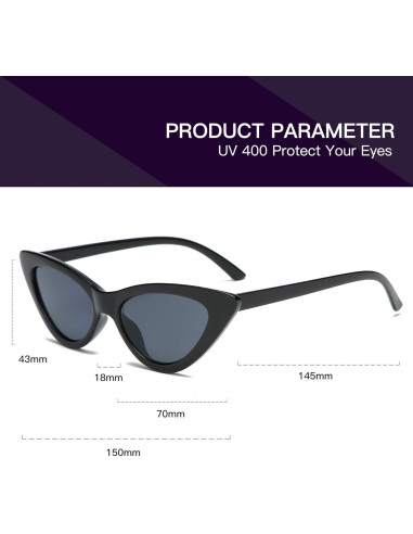 Gafas de sol retro de ojo de gato para mujer - UV400