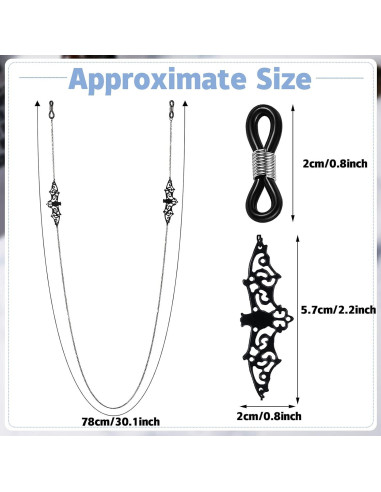 Cadena de Gafas Frienda 2 Piezas Murciélago Negro 75 cm