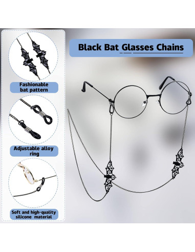 Cadena de Gafas Frienda 2 Piezas Murciélago Negro 75 cm