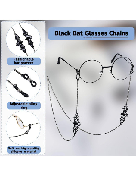 Cadena de Gafas Frienda 2 Piezas Murciélago Negro 75 cm