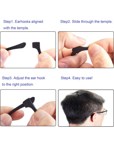 Sujetadores de Gafas Lvvfit Antideslizantes 10 Pares Negro